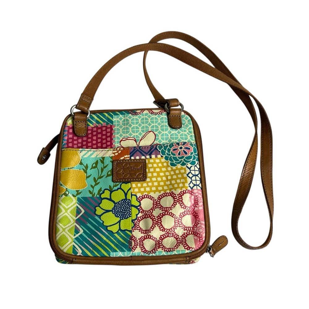 Fossil Crossbody Leather Mixed Print Floral Purse